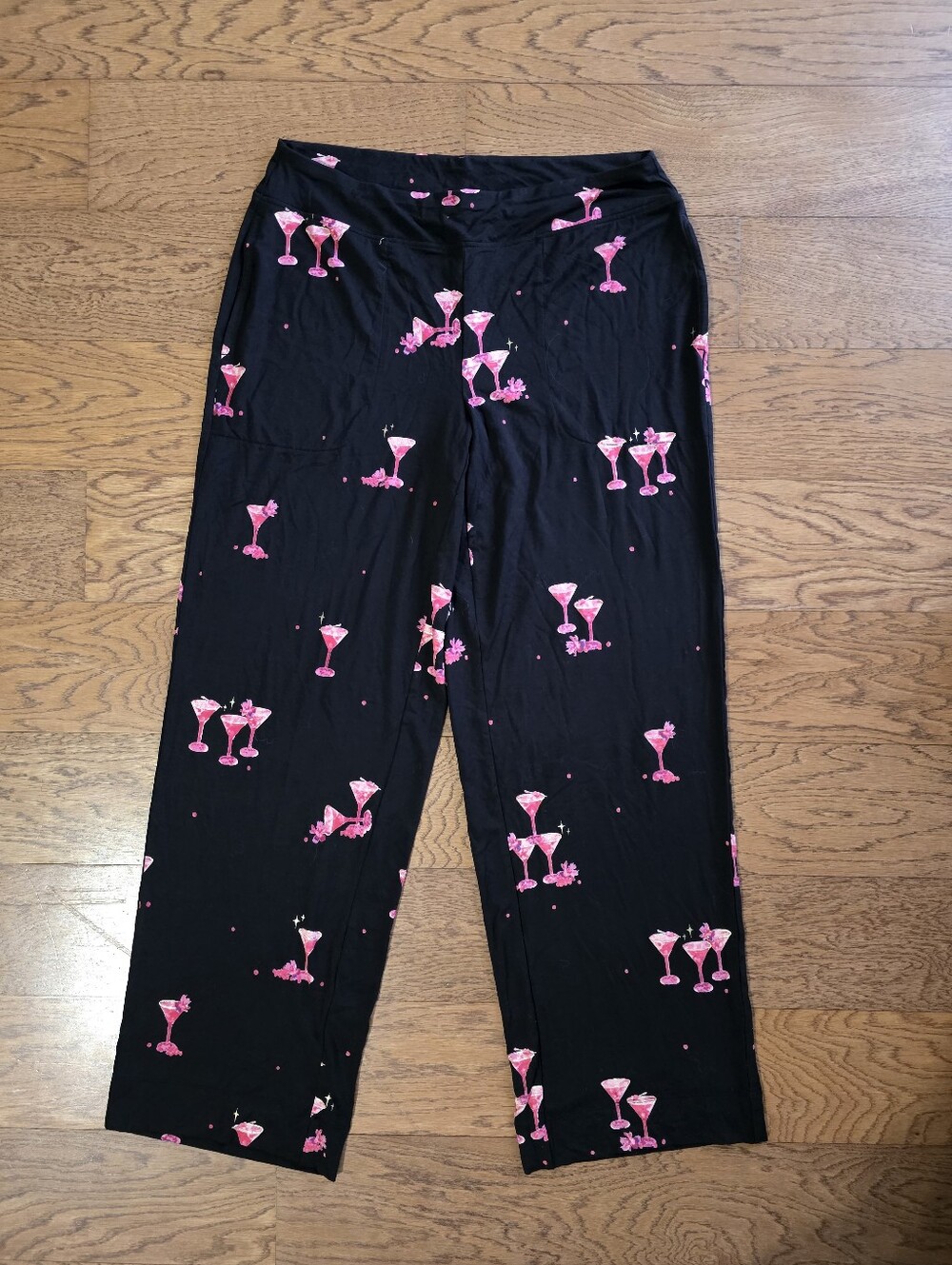 Soma Lounge Pants Black Pink Sipping Pretty Small NWT